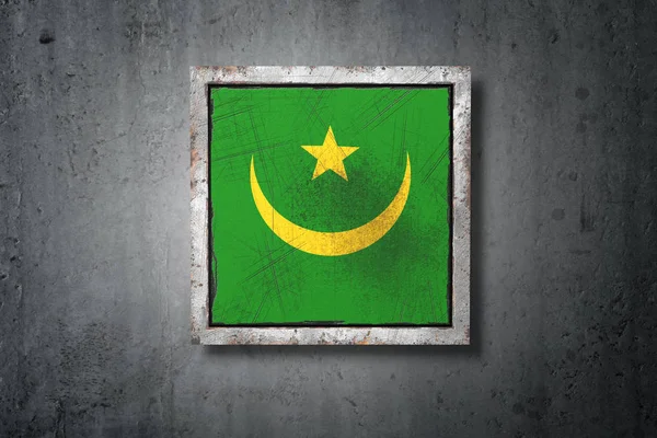 Τρισδιάστατη Απεικόνιση Του Μια Παλιά Σημαία Της Μαυριτανίας Ένας Τοίχος — Φωτογραφία Αρχείου