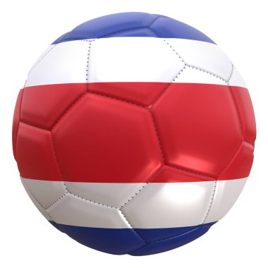 bir futbol topu bir Kosta Rika bayrağı 3D render. Kosta Rika Rusya 2018 Dünya Kupası Şampiyonası takım biridir.