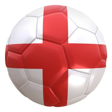 bir futbol topu bir İngiltere bayrağı 3D render. İngiltere'de Rusya 2018 Dünya Kupası Şampiyonası takım biridir.