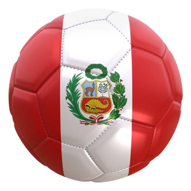 bir futbol topu bir Peru bayrağı 3D render. Peru Rusya 2018 Dünya Kupası Şampiyonası takım biridir.