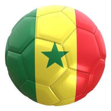 bir futbol topu bir Senegal bayrağı 3D render. Senegal Rusya 2018 Dünya Kupası Şampiyonası takım biridir.