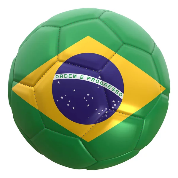 Rendering Una Bandiera Brasiliana Pallone Calcio Brasile Una Delle Squadre — Foto Stock