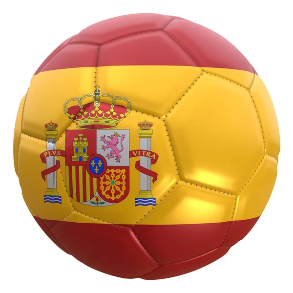 bir futbol topu bir İspanya bayrağına 3D render. İspanya Dünya Kupası Şampiyonası Rusya 2018 yılında takım biridir.