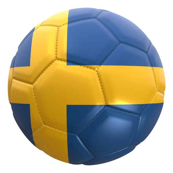 Τρισδιάστατη Απεικόνιση Του Μια Σημαία Σουηδία Σχετικά Μια Μπάλα Ποδοσφαίρου — Φωτογραφία Αρχείου