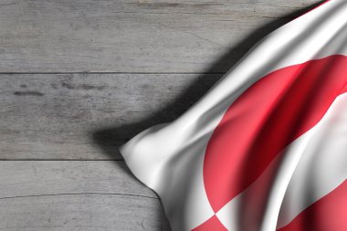 Grönland bayrak bir ahşap yüzey üzerinde 3D render