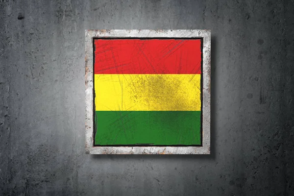 Visszaadás Ból Egy Régi Bolívia Zászló Betonfal — Stock Fotó
