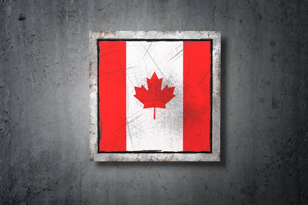 在混凝土墙上绘制加拿大旧国旗 — 图库照片