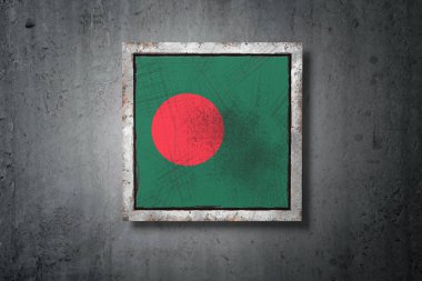 3D render beton bir duvarı eski bir Bangladeş bayrağı