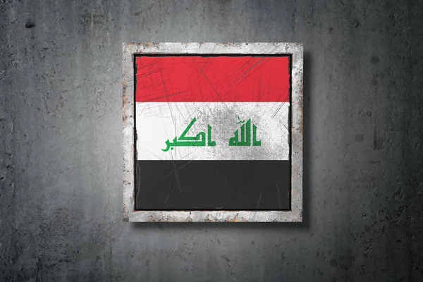 Visszaadás Ból Egy Régi Irak Zászló Betonfal — Stock Fotó