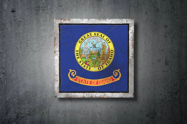 Representación Una Vieja Bandera Del Estado Idaho Muro Hormigón —  Fotos de Stock
