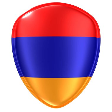 Ermenistan bayrağı ikon beyaz arka plan üzerinde 3D render.