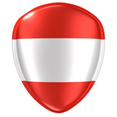 Avusturya bayrağını ikon beyaz arka plan üzerinde 3D render.