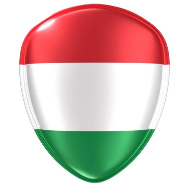 Macaristan bayrağını ikon beyaz arka plan üzerinde 3D render.