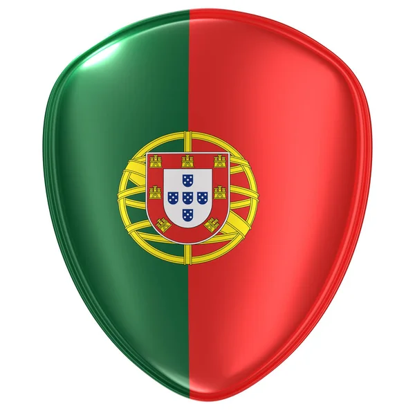 渲染葡萄牙国旗图标白色背景 — 图库照片