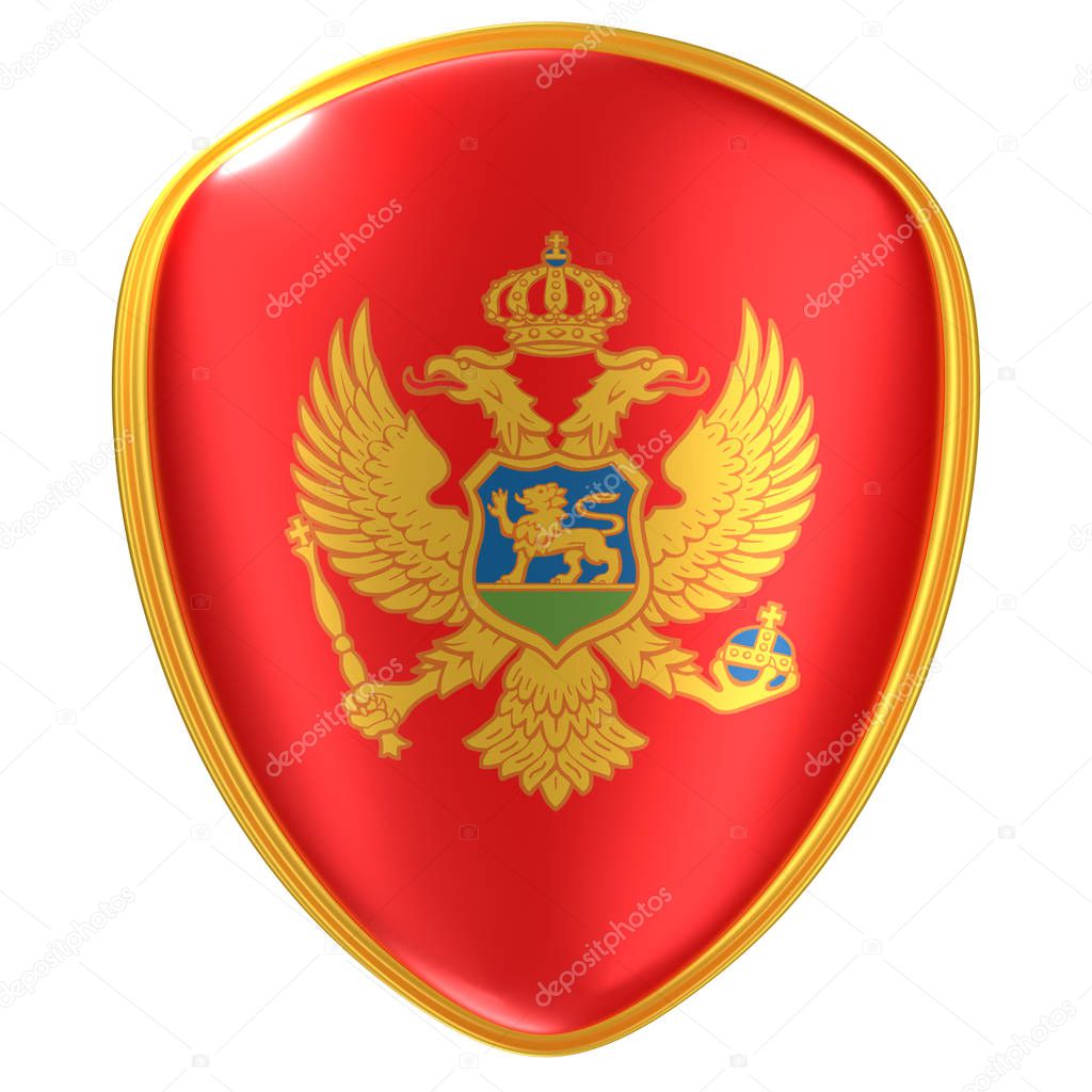 3d rendering of a Montenegro flag icon on white background.