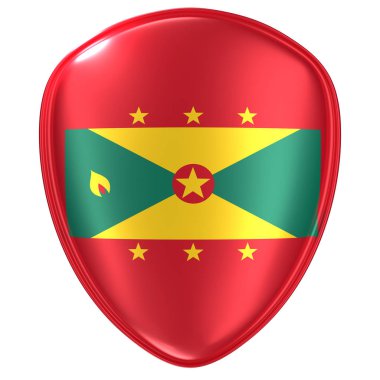 Grenada bayrağı simgesi beyaz arka plan üzerinde 3D render.