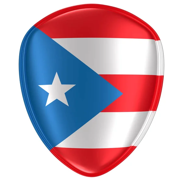 Rendering Puerto Rico Flag Icon White Background — Stock Photo, Image