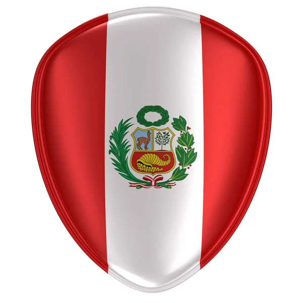 Τρισδιάστατη Απεικόνιση Του Ένα Εικονίδιο Σημαίας Του Περού Λευκό Φόντο — Φωτογραφία Αρχείου