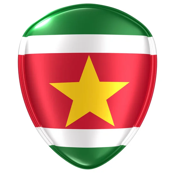 Rendering Suriname Flag Icon White Background — Stock Photo, Image