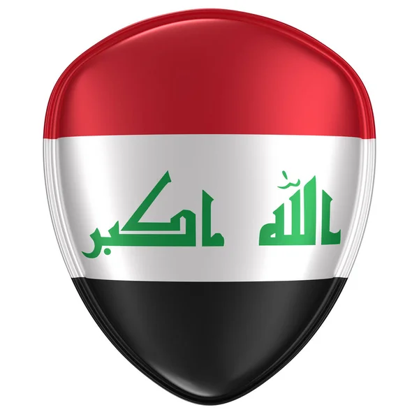 Renderização Ícone Bandeira Iraque Fundo Branco — Fotografia de Stock