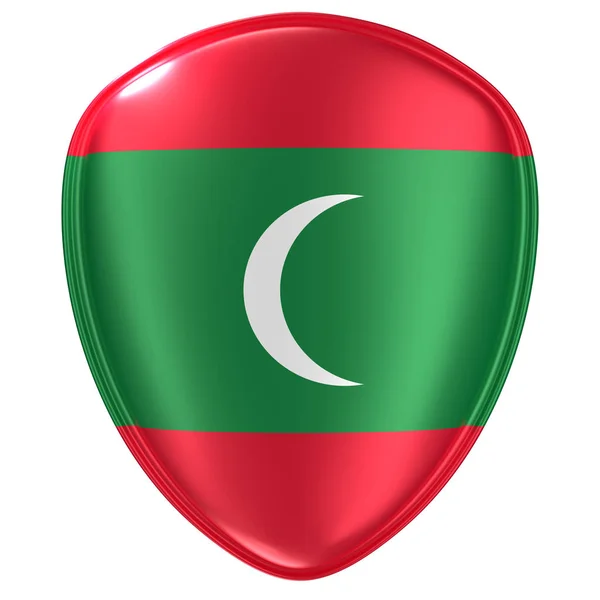 Rendering Maldív Szigetek Zászló Ikon Fehér Háttér — Stock Fotó