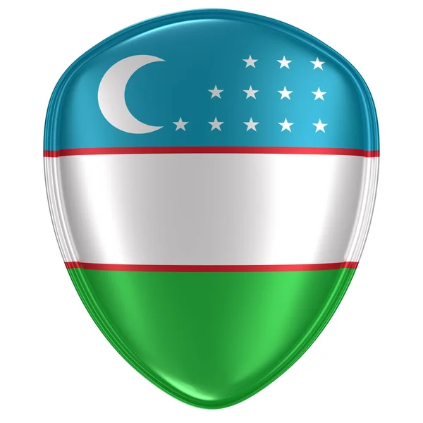 Rendering Uzbekistan Flag Icon White Background — Stock Photo, Image