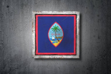 beton duvara bir Guam bayrak 3D render