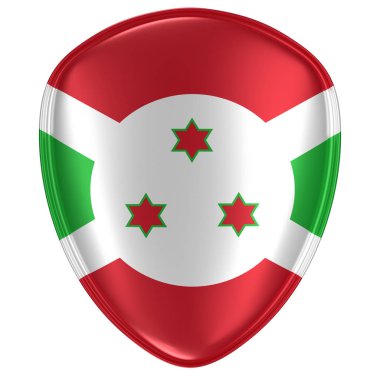 Burundi bayrağı simgesi beyaz arka plan üzerinde 3D render.