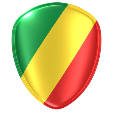 Kongo Cumhuriyeti bayrağı simgesi beyaz arka plan üzerinde 3D render.