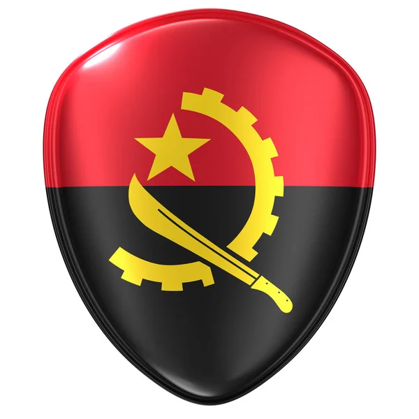 Angola Bayrağı Ikon Beyaz Arka Plan Üzerinde Render — Stok fotoğraf