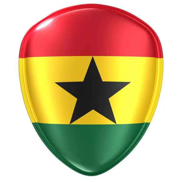 Renderowania Republiki Ghany Flaga Ikona Białym Tle — Zdjęcie stockowe