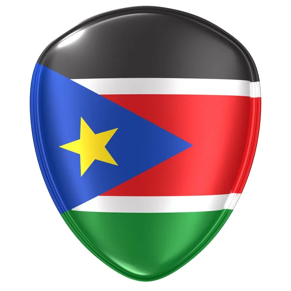 Renderização Ícone Bandeira Sudão Sul Fundo Branco — Fotografia de Stock