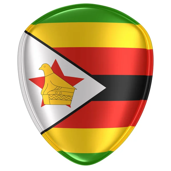 Visszaadás Ból Fehér Háttér Zimbabwei Zászló Ikon — Stock Fotó