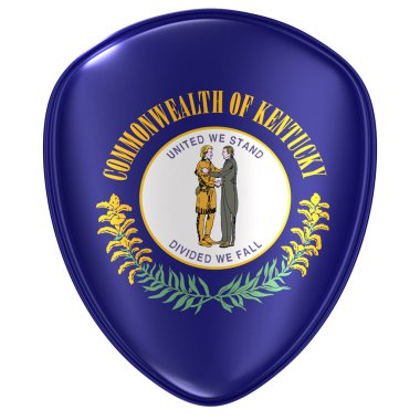 bir Kentucky ABD devlet bayrak simgesi beyaz arka plan üzerinde 3D render.