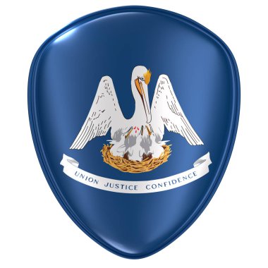 bir Louisiana ABD devlet bayrak simgesi beyaz arka plan üzerinde 3D render.