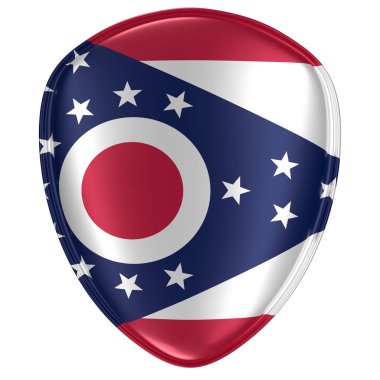 bir Ohio ABD devlet bayrak simgesi beyaz arka plan üzerinde 3D render.