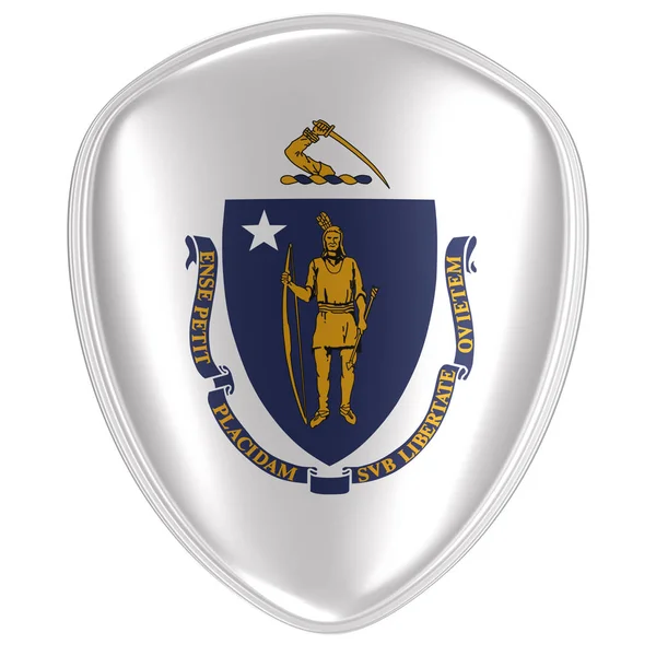 Representación Icono Bandera Del Estado Massachusetts Sobre Fondo Blanco — Foto de Stock