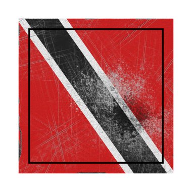 3D render bir beton Meydanı'nda eski bir Trinidad ve Tobago bayrağı