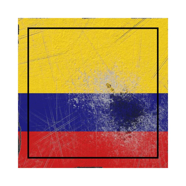 Rendering Old Colombia Flag Concrete Square — Stock Photo, Image