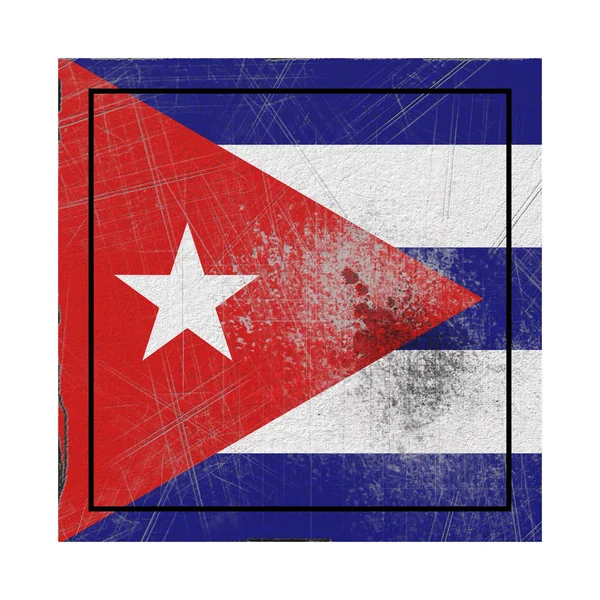 Renderowania Flagę Kuba Starego Betonu Placu — Zdjęcie stockowe