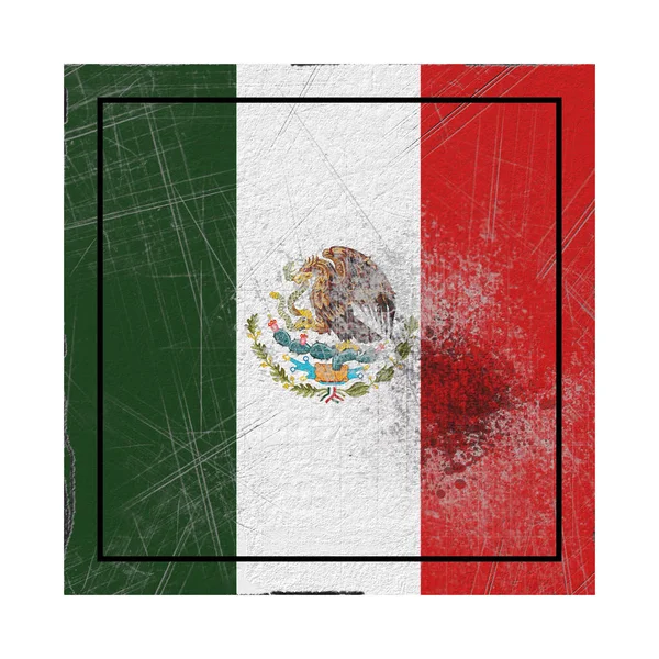 Visszaadás Ból Egy Régi Mexikói Zászló Egy Konkrét Tér — Stock Fotó