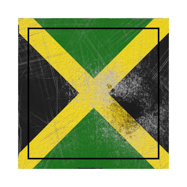 Рендеринг Старого Флага Ямайки Бетонной Площади — стоковое фото