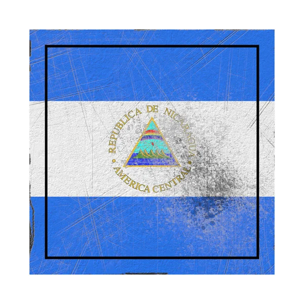 Rendering Old Nicaragua Flag Concrete Square — Stock Photo, Image