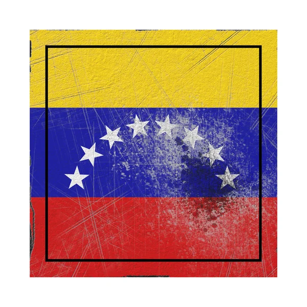 Rendering Old Venezuela Flag Concrete Square — Stock Photo, Image