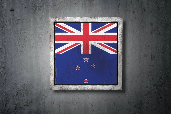 Visszaadás Ból Egy Zélandi Zászló Betonfal — Stock Fotó