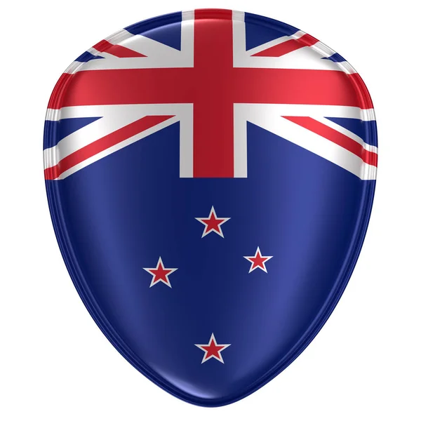 白い背景の上ニュージーランドの旗のアイコンの レンダリング — ストック写真