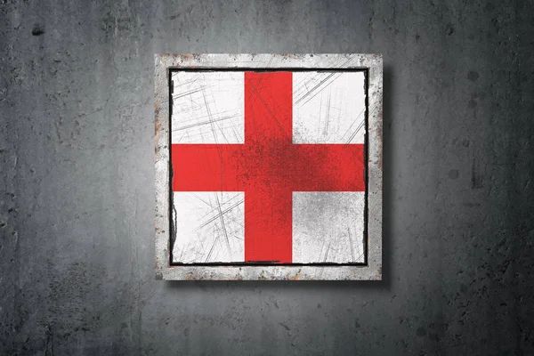 Τρισδιάστατη Απεικόνιση Του Σημαία Της Αγγλίας Ένας Τοίχος Από Μπετόν — Φωτογραφία Αρχείου
