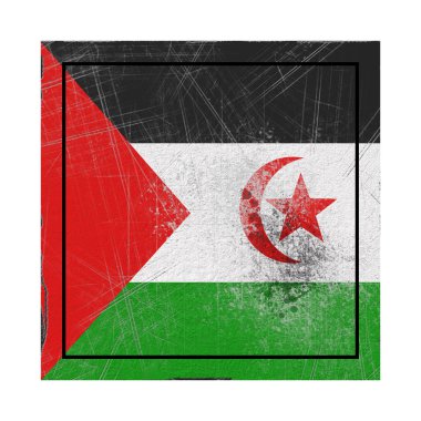 3D render bir beton Meydanı'nda eski bir sahra Arap Demokratik Cumhuriyeti bayrağı