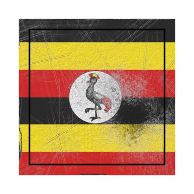 3D render bir beton Meydanı'nda eski bir Uganda bayrağı