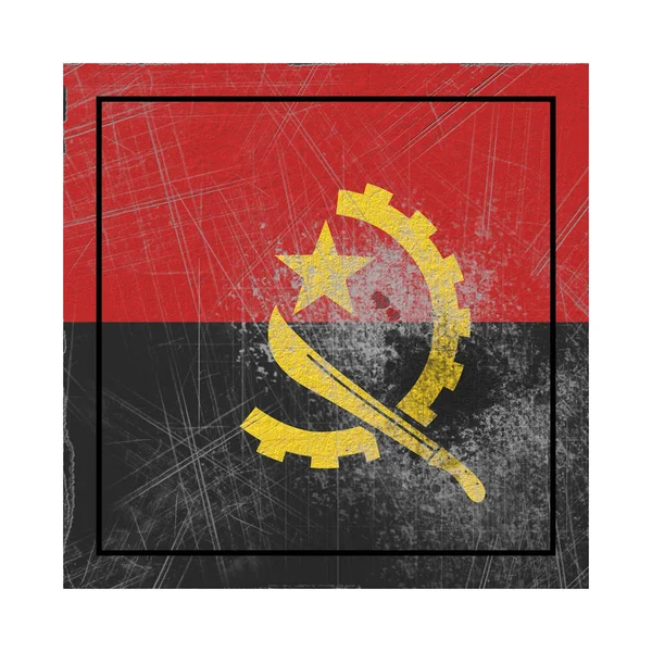 在混凝土广场上渲染一个古老的安哥拉国旗 — 图库照片